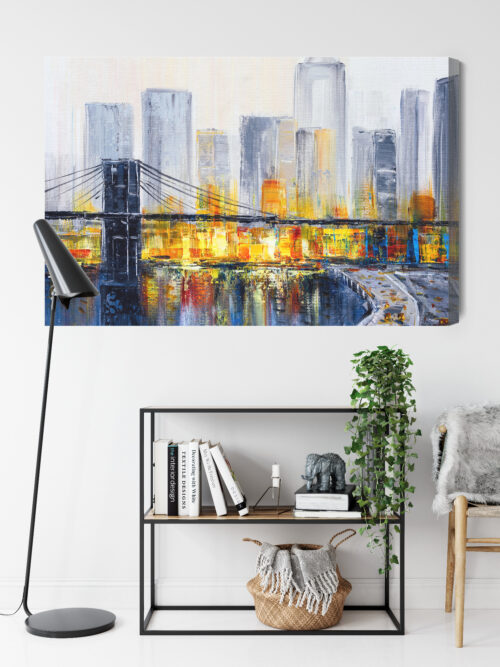 Obraz na płótnie Miasta Most i wieżowce nocą Premium Canvas - obrazek 9