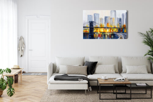 Obraz na płótnie Miasta Most i wieżowce nocą Premium Canvas - obrazek 6