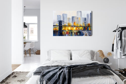 Obraz na płótnie Miasta Most i wieżowce nocą Premium Canvas - obrazek 7