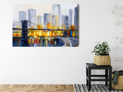 Obraz na płótnie Miasta Most i wieżowce nocą Premium Canvas - obrazek 8