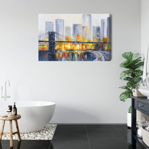 Obraz na płótnie Miasta Most i wieżowce nocą Premium Canvas - obrazek 5