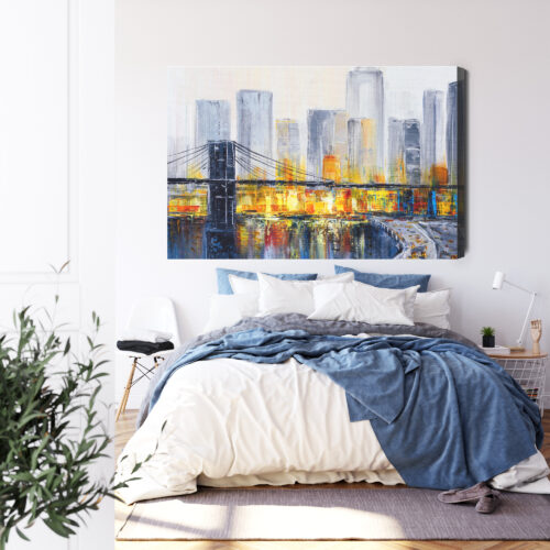 Obraz na płótnie Miasta Most i wieżowce nocą Premium Canvas - obrazek 3