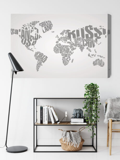 Obraz na płótnie Mapy Mapa świata z nazw krajów Premium Canvas - obrazek 9