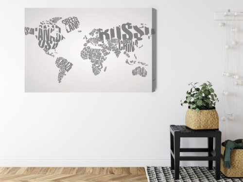 Obraz na płótnie Mapy Mapa świata z nazw krajów Premium Canvas - obrazek 8