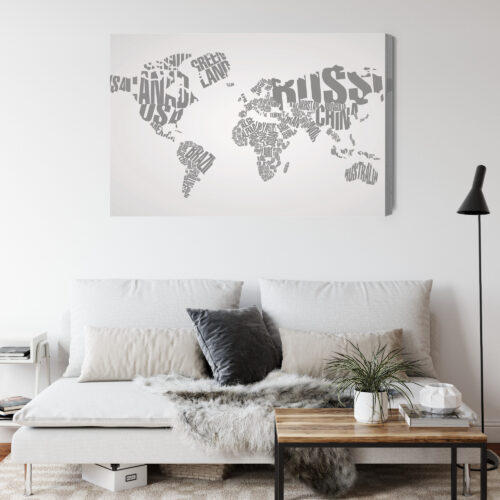 Obraz na płótnie Mapy Mapa świata z nazw krajów Premium Canvas - obrazek 4