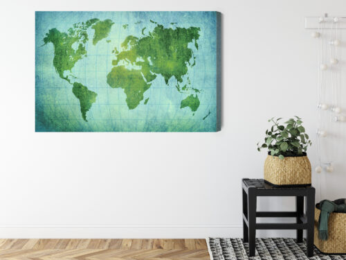 Obraz na płótnie Mapy Zielona mapa świata Premium Canvas - obrazek 8