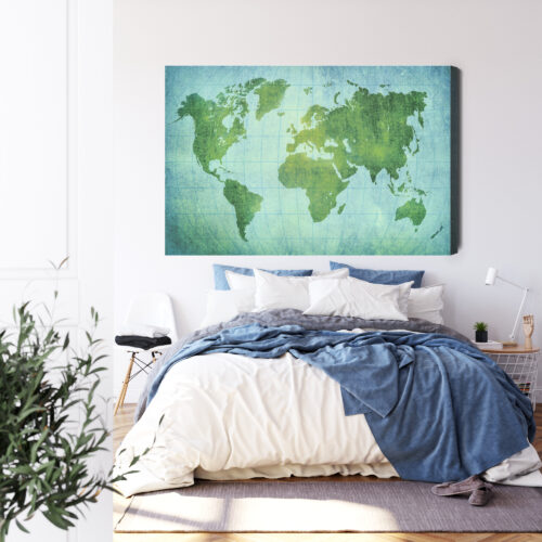 Obraz na płótnie Mapy Zielona mapa świata Premium Canvas - obrazek 3