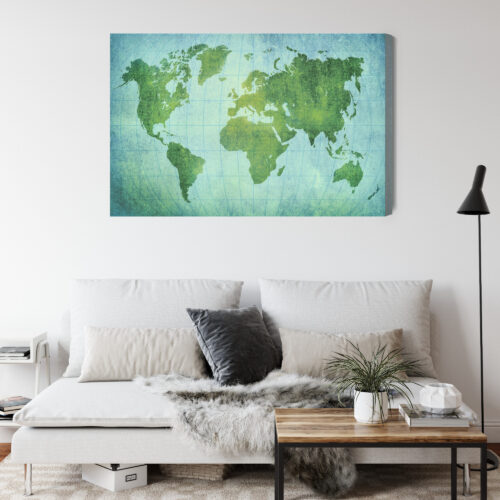 Obraz na płótnie Mapy Zielona mapa świata Premium Canvas - obrazek 4