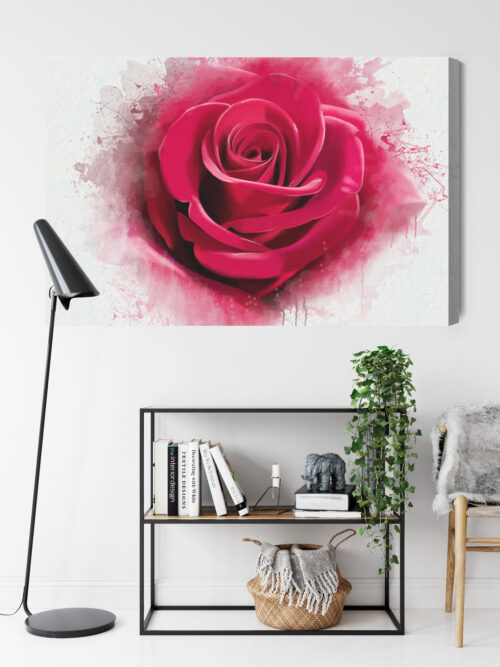 Obraz na płótnie Kwiaty Czerwona róża w akwareli Premium Canvas - obrazek 9