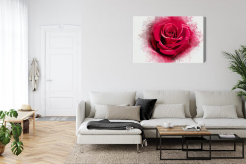 Obraz na płótnie Kwiaty Czerwona róża w akwareli Premium Canvas - obrazek 6