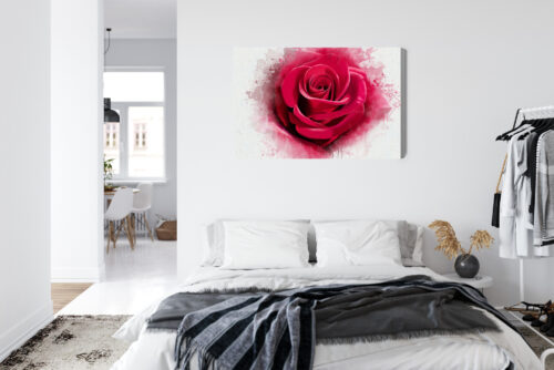 Obraz na płótnie Kwiaty Czerwona róża w akwareli Premium Canvas - obrazek 7