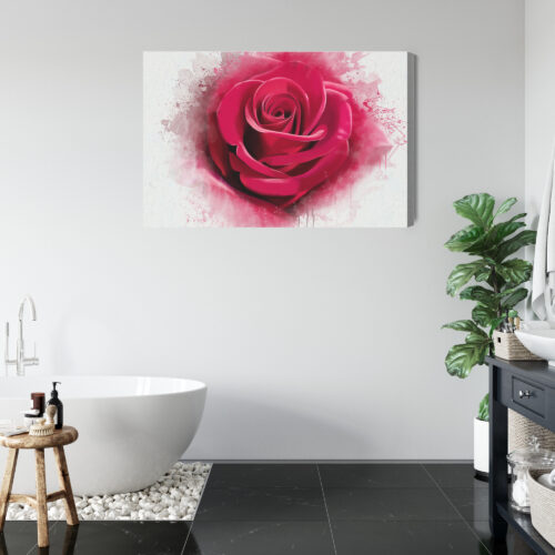 Obraz na płótnie Kwiaty Czerwona róża w akwareli Premium Canvas - obrazek 5