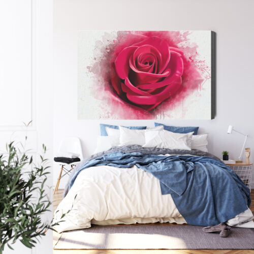 Obraz na płótnie Kwiaty Czerwona róża w akwareli Premium Canvas - obrazek 3
