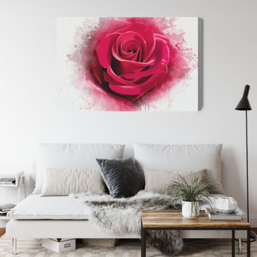 Obraz na płótnie Kwiaty Czerwona róża w akwareli Premium Canvas - obrazek 4