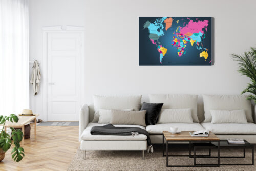 Obraz na płótnie Mapy Kolorowa mapa świata Premium Canvas - obrazek 6