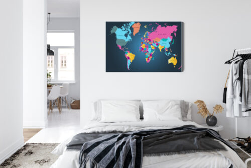 Obraz na płótnie Mapy Kolorowa mapa świata Premium Canvas - obrazek 7