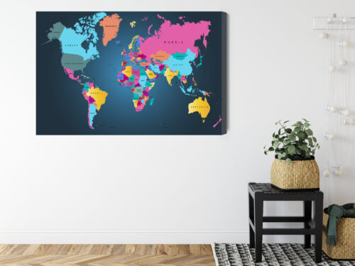 Obraz na płótnie Mapy Kolorowa mapa świata Premium Canvas - obrazek 8