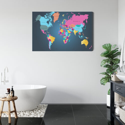 Obraz na płótnie Mapy Kolorowa mapa świata Premium Canvas - obrazek 5