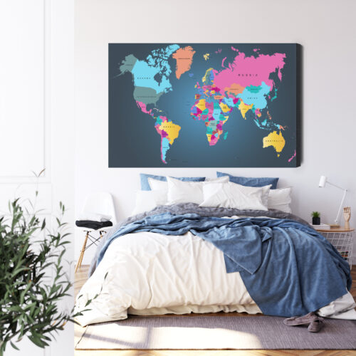 Obraz na płótnie Mapy Kolorowa mapa świata Premium Canvas - obrazek 3