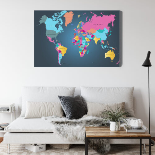 Obraz na płótnie Mapy Kolorowa mapa świata Premium Canvas - obrazek 4