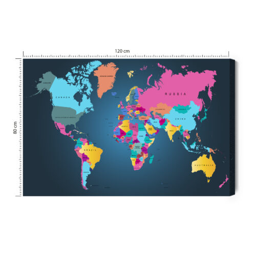 Obraz na płótnie Mapy Kolorowa mapa świata Premium Canvas