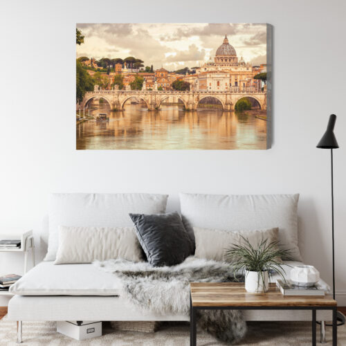 Obraz na płótnie Architektura Bazylika i most w Rzymie Premium Canvas - obrazek 4