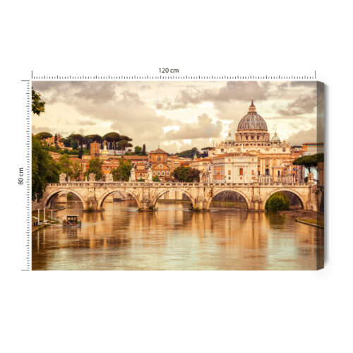 Obraz na płótnie Architektura Bazylika i most w Rzymie Premium Canvas
