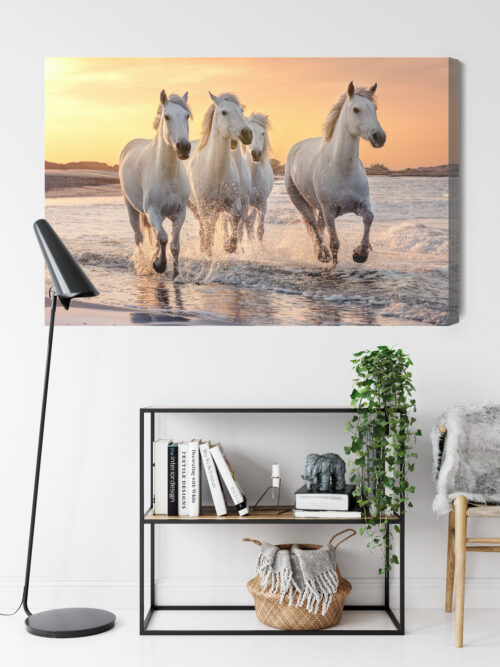 Obraz na płótnie Zwierzęta Białe konie w wodzie Premium Canvas - obrazek 9