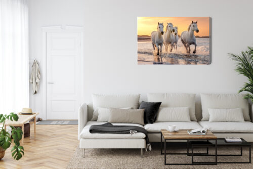 Obraz na płótnie Zwierzęta Białe konie w wodzie Premium Canvas - obrazek 6
