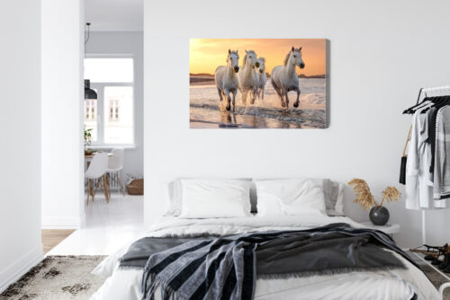 Obraz na płótnie Zwierzęta Białe konie w wodzie Premium Canvas - obrazek 7