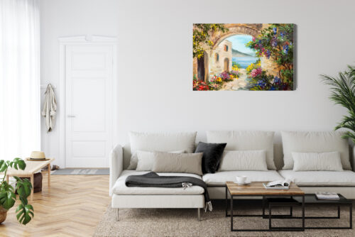 Obraz na płótnie Architektura Śródziemnomorski zaułek Premium Canvas - obrazek 6