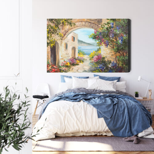Obraz na płótnie Architektura Śródziemnomorski zaułek Premium Canvas - obrazek 3