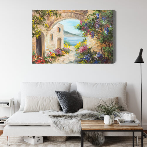 Obraz na płótnie Architektura Śródziemnomorski zaułek Premium Canvas - obrazek 4