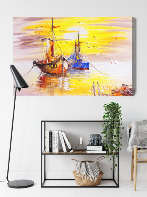 Obraz na płótnie Marynistyka Żaglówki o zachodzie Premium Canvas - obrazek 9