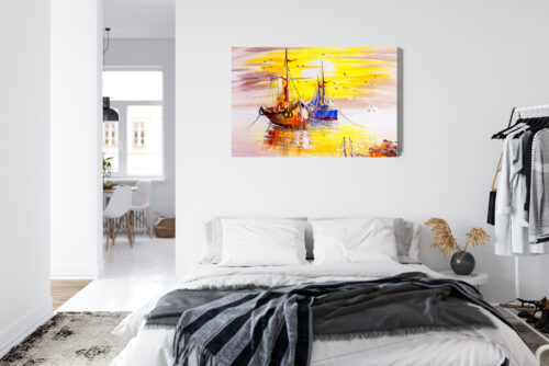 Obraz na płótnie Marynistyka Żaglówki o zachodzie Premium Canvas - obrazek 7
