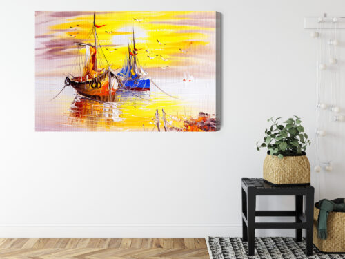 Obraz na płótnie Marynistyka Żaglówki o zachodzie Premium Canvas - obrazek 8
