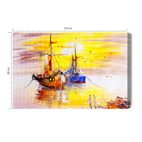 Obraz na płótnie Marynistyka Żaglówki o zachodzie Premium Canvas