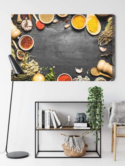 Obraz na płótnie Jedzenie Przyprawy na czarnym tle Premium Canvas - obrazek 9