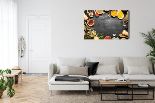 Obraz na płótnie Jedzenie Przyprawy na czarnym tle Premium Canvas - obrazek 6