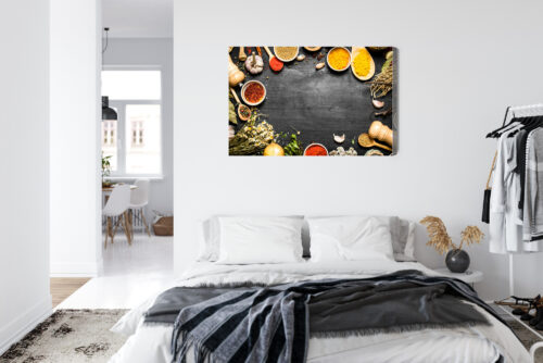 Obraz na płótnie Jedzenie Przyprawy na czarnym tle Premium Canvas - obrazek 7
