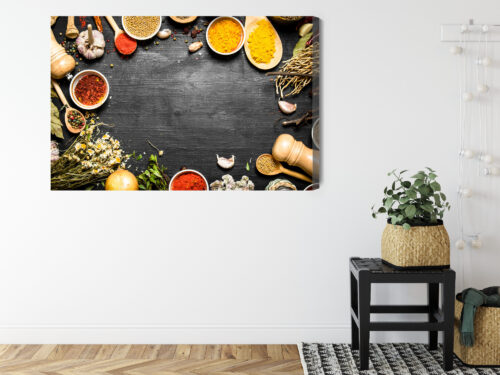 Obraz na płótnie Jedzenie Przyprawy na czarnym tle Premium Canvas - obrazek 8