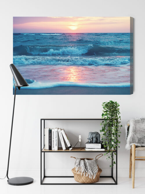 Obraz na płótnie Natura Fale o zachodzie Premium Canvas - obrazek 9