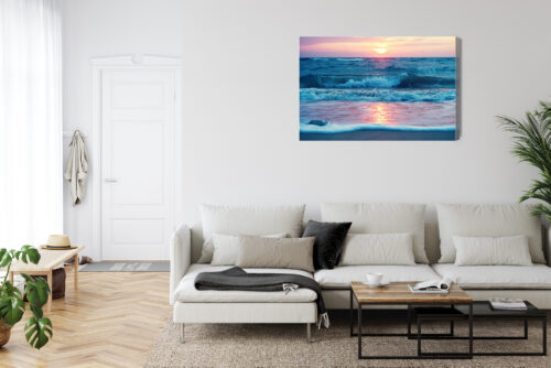 Obraz na płótnie Natura Fale o zachodzie Premium Canvas - obrazek 6