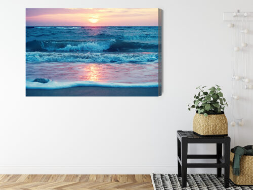 Obraz na płótnie Natura Fale o zachodzie Premium Canvas - obrazek 8