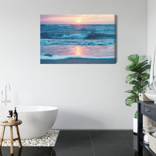 Obraz na płótnie Natura Fale o zachodzie Premium Canvas - obrazek 5