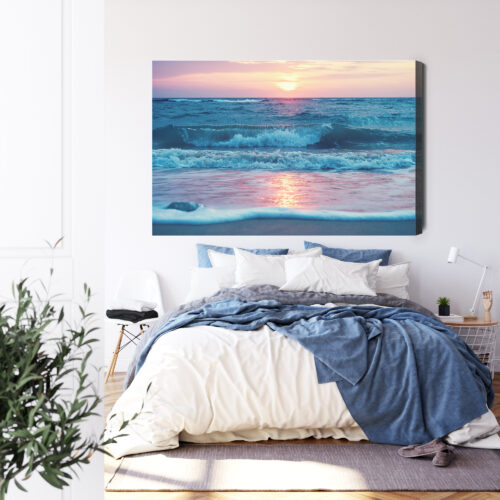 Obraz na płótnie Natura Fale o zachodzie Premium Canvas - obrazek 3