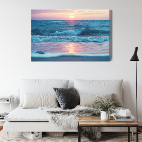 Obraz na płótnie Natura Fale o zachodzie Premium Canvas - obrazek 4