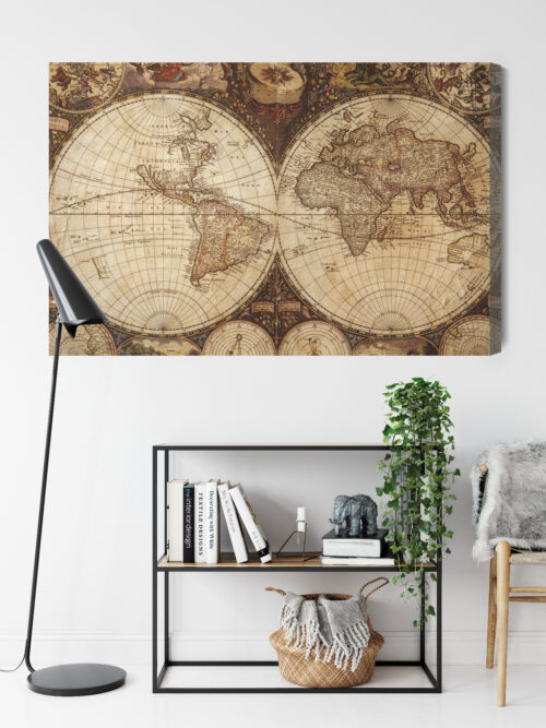 Obraz na płótnie Mapa Premium Canvas Antyczna mapa świata retro - obrazek 9