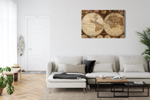 Obraz na płótnie Mapa Premium Canvas Antyczna mapa świata retro - obrazek 6