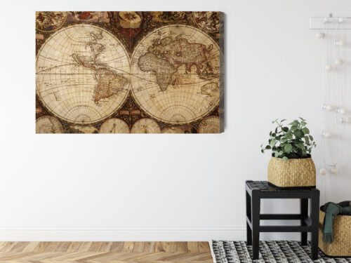 Obraz na płótnie Mapa Premium Canvas Antyczna mapa świata retro - obrazek 8